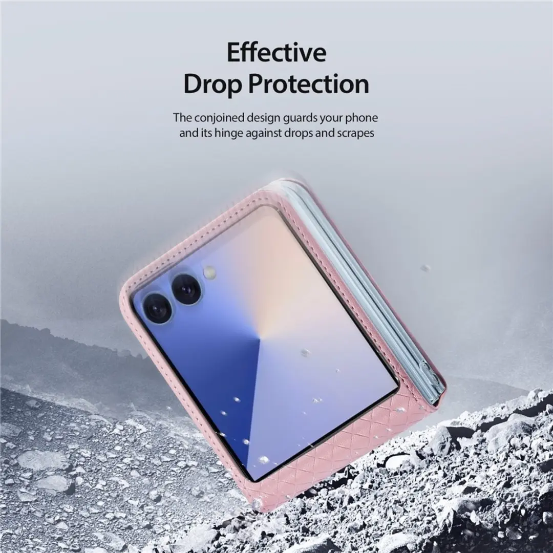 Dux Ducis Leren Hoes Samsung Galaxy Z Flip 7 - Lichtroze - MPN 8721389800662