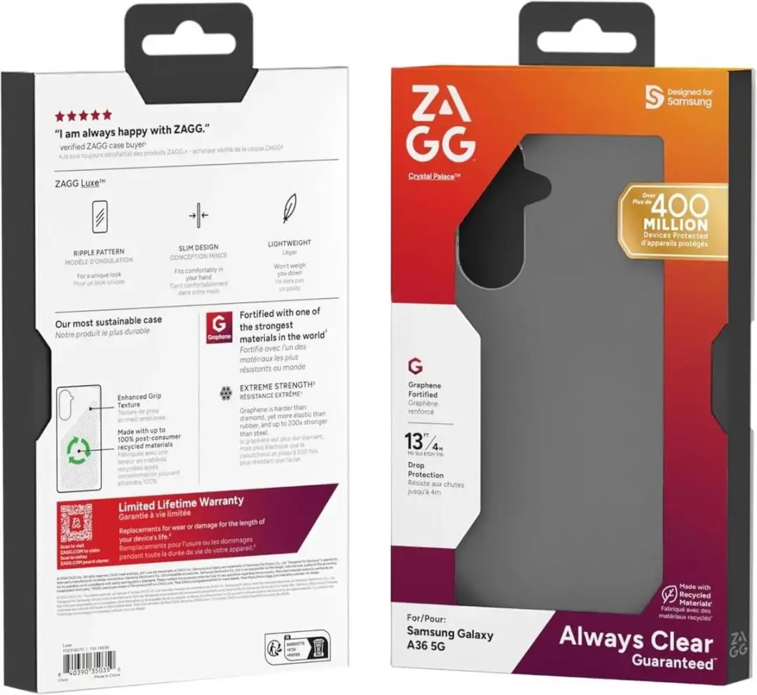 ZAGG Luxe Hoesje Samsung Galaxy A36 - Grafeen Back Cover 702318070 - Transparant - afbeelding 6 van 6