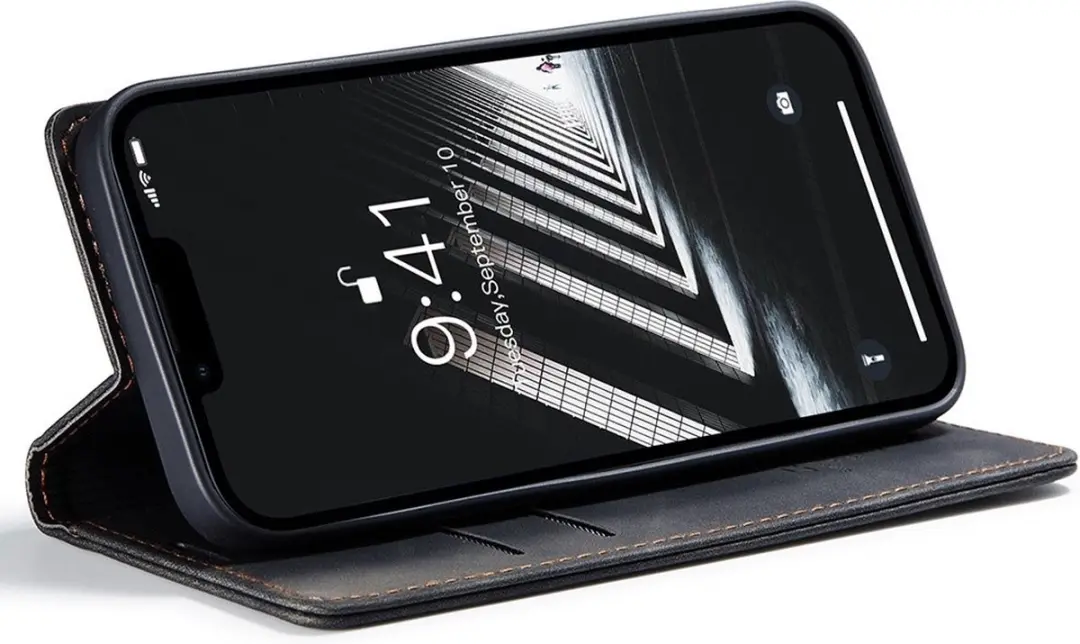 Caseme 013 Book Case iPhone 15 Hoesje - 2 Pasjes - Zwart