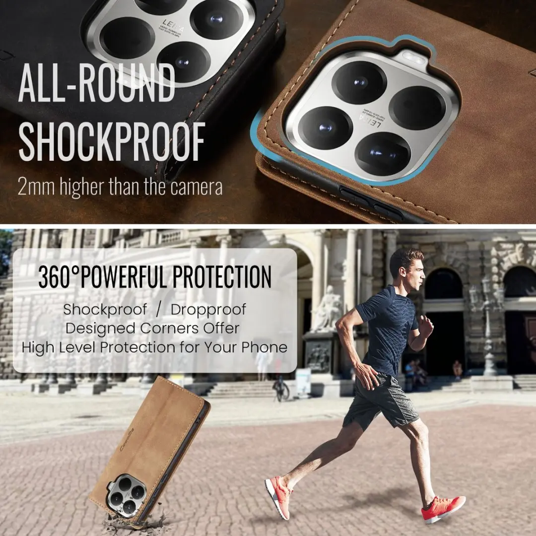 Caseme 013 Book Case Hoesje - Xiaomi 15T Pro - 2 Pasjes - Bruin