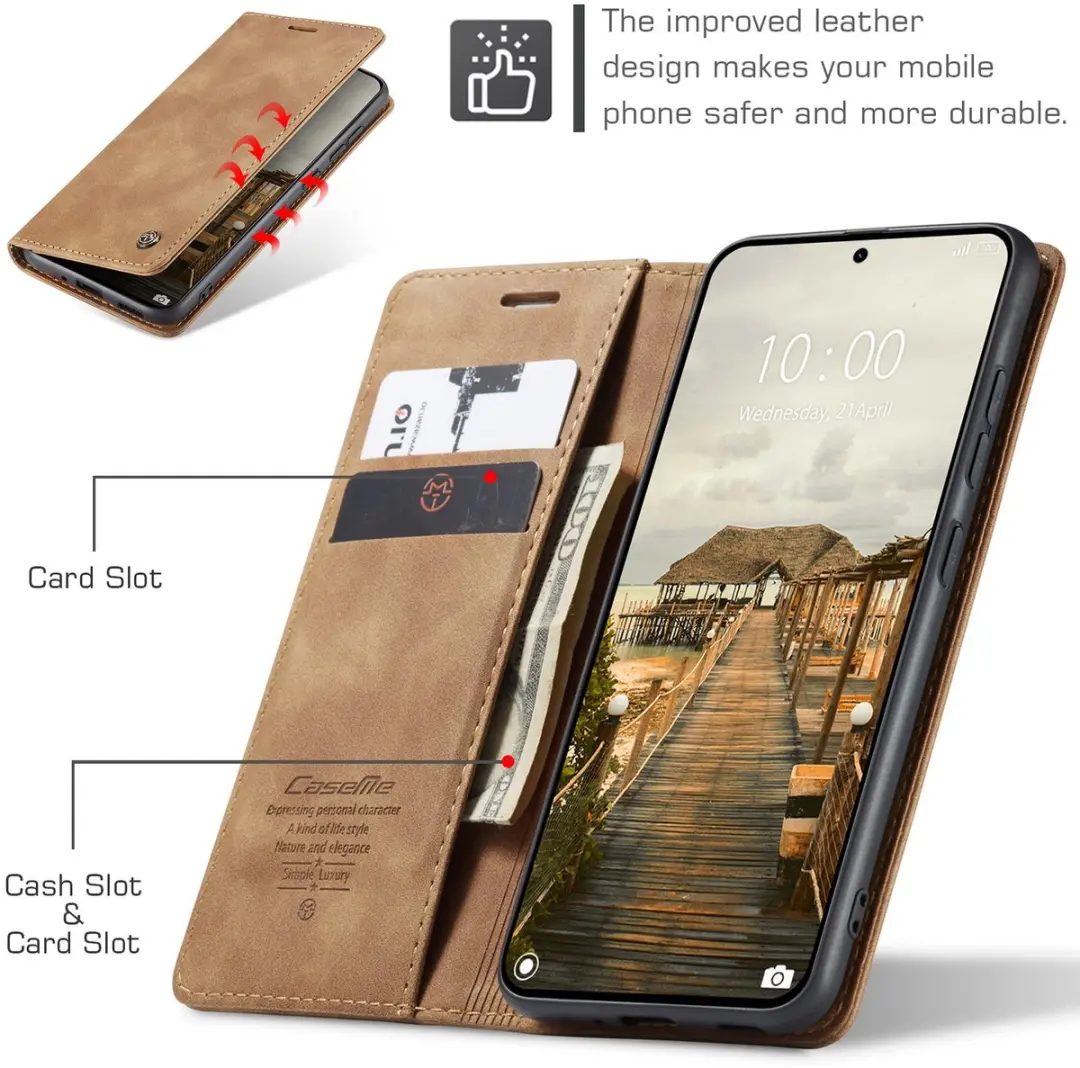 Caseme 013 Book Case Hoesje - Xiaomi 15T Pro - 2 Pasjes - Bruin - afbeelding 6 van 6