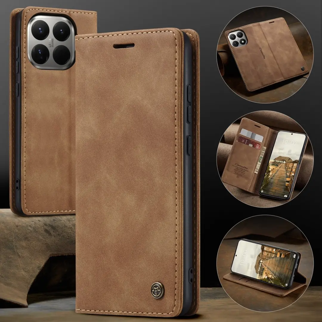 Caseme 013 Book Case Hoesje - Xiaomi 15T Pro - 2 Pasjes - Bruin
