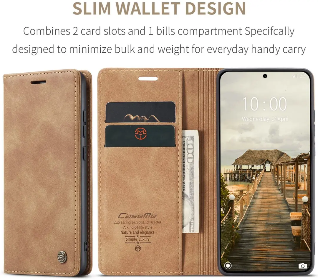 Caseme 013 Book Case Hoesje - Xiaomi 15T Pro - 2 Pasjes - Bruin