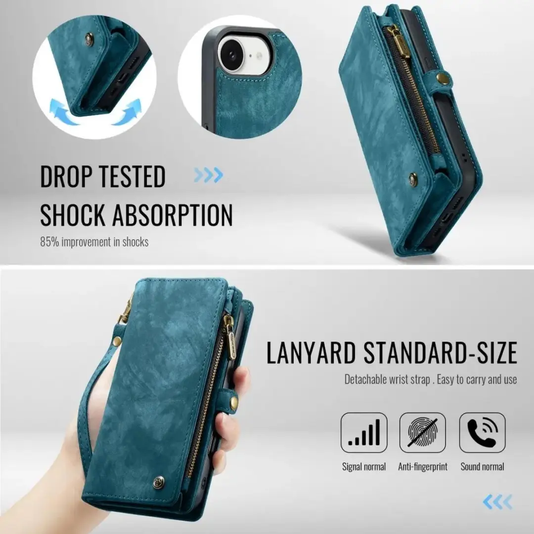 Caseme 008 iPhone 16/17 Book Case & Portemonnee - Blauw