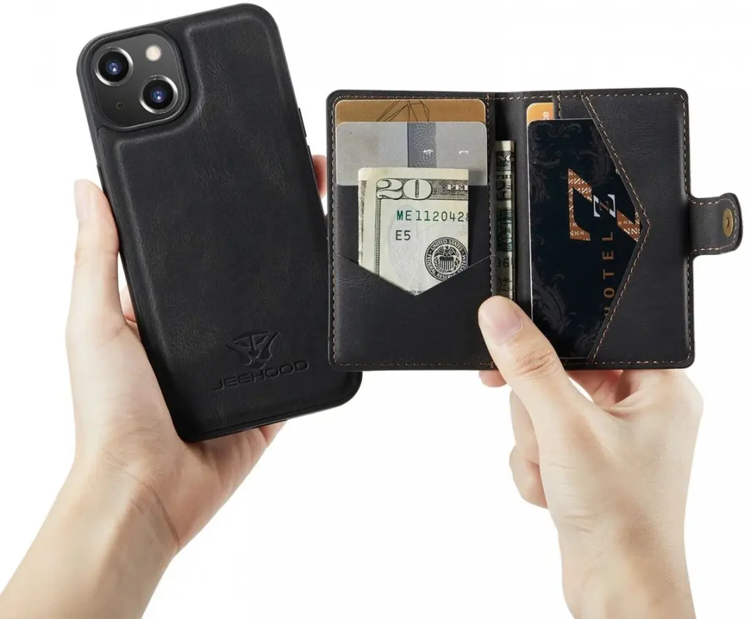 CaseMe JH-01 Hoesje iPhone 14 - Pasjeshouder 4 Stuks - Zwart