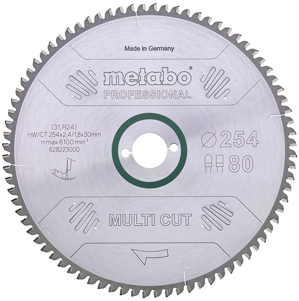 Metabo 628223000 Hardmetalen Cirkelzaagblad Multi Cut 254x30 - 80 Tanden