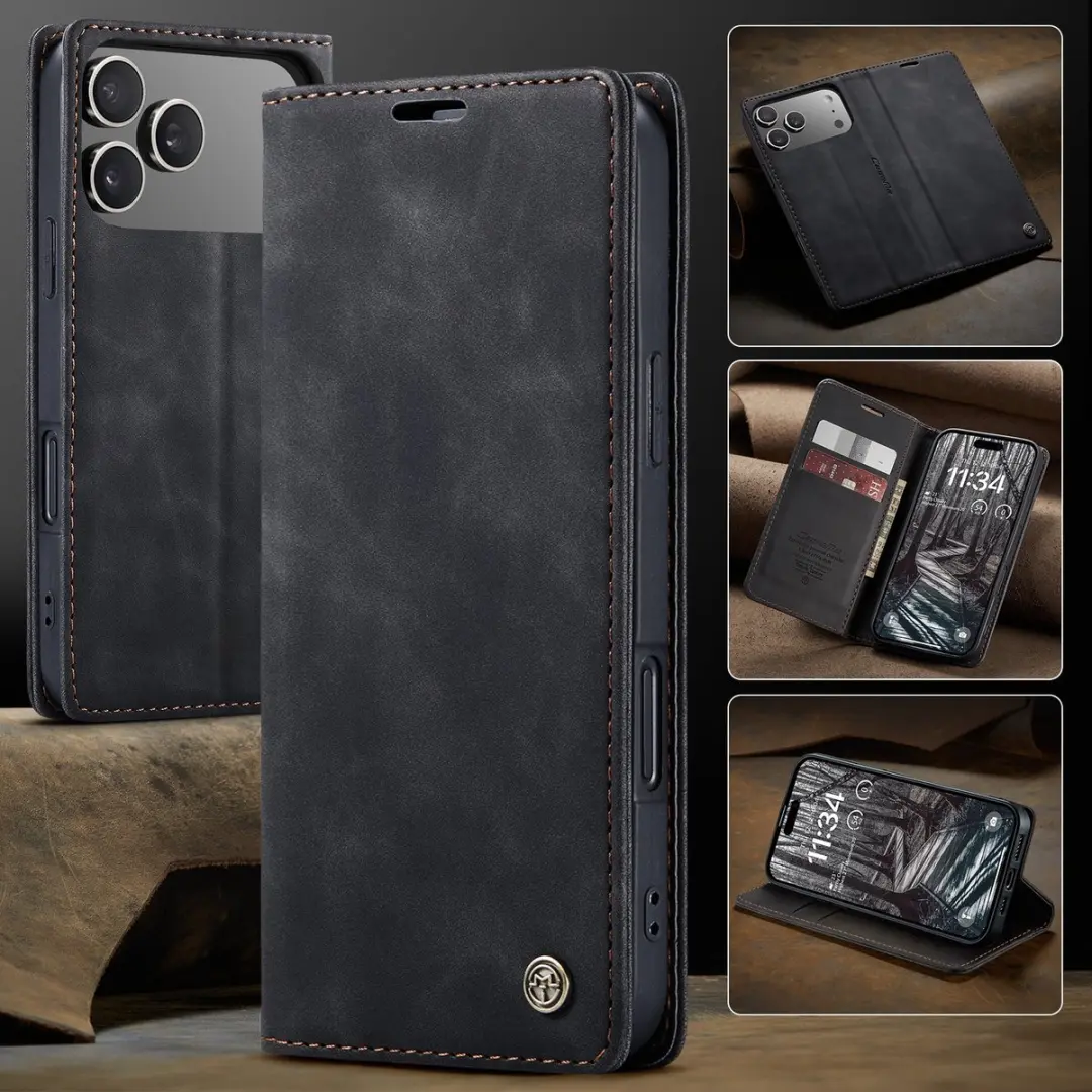 Caseme 013 Book Case iPhone 17 Pro Max Hoesje - 2 Pasjes - Zwart - afbeelding 6 van 6