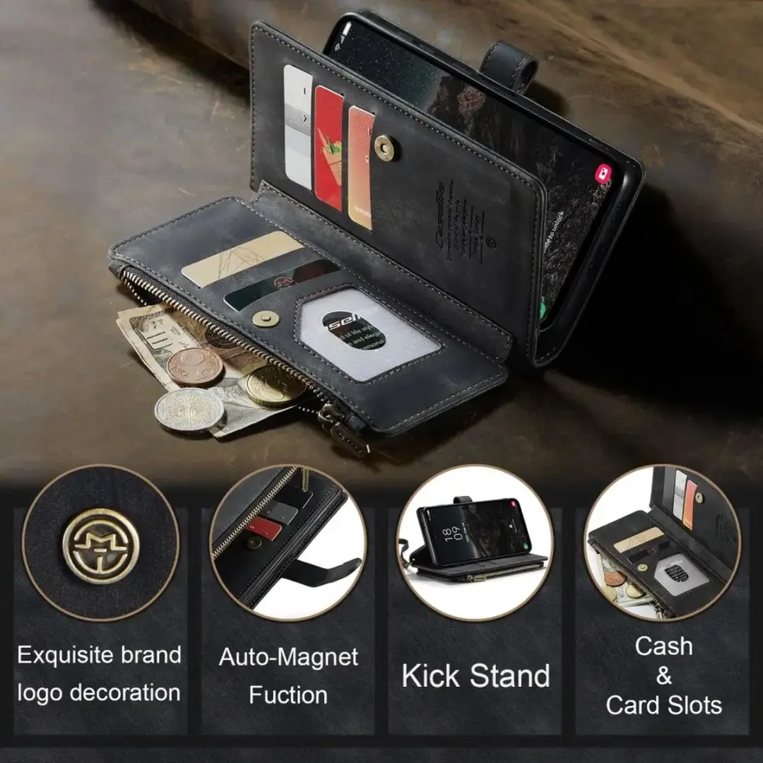 Caseme C30 Hoesje Samsung Galaxy S25 - 8 Pasjes - Zwart
