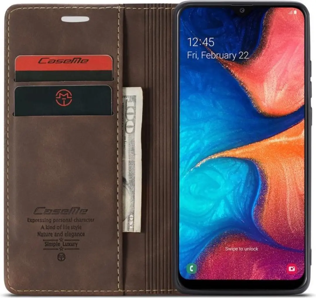 Caseme Book Case Donkerbruin - Samsung Galaxy A20e