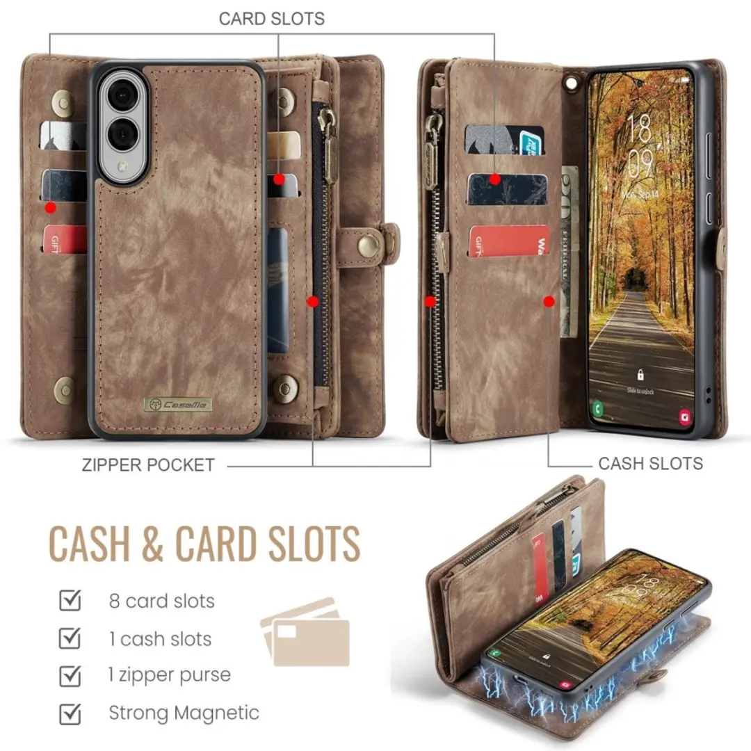 Caseme Samsung Galaxy S25 Edge Hoes - Vintage 2-in-1 Portemonnee Bruin
