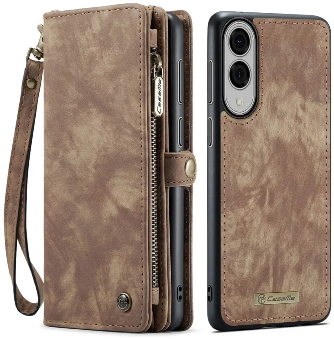 Caseme Samsung Galaxy S25 Edge Hoes - Vintage 2-in-1 Portemonnee Bruin