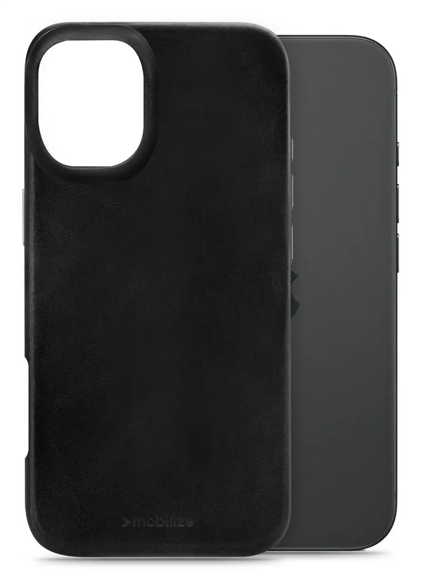 Mobilize iPhone 16 MagSafe Hoesje - Echt Leer Zwart