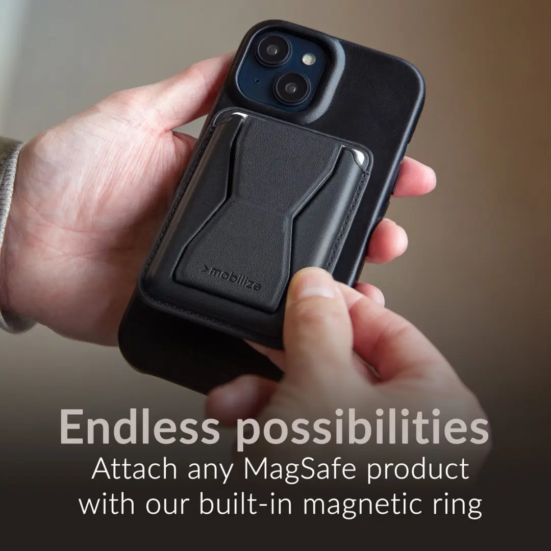 Mobilize iPhone 16 MagSafe Hoesje - Echt Leer Zwart