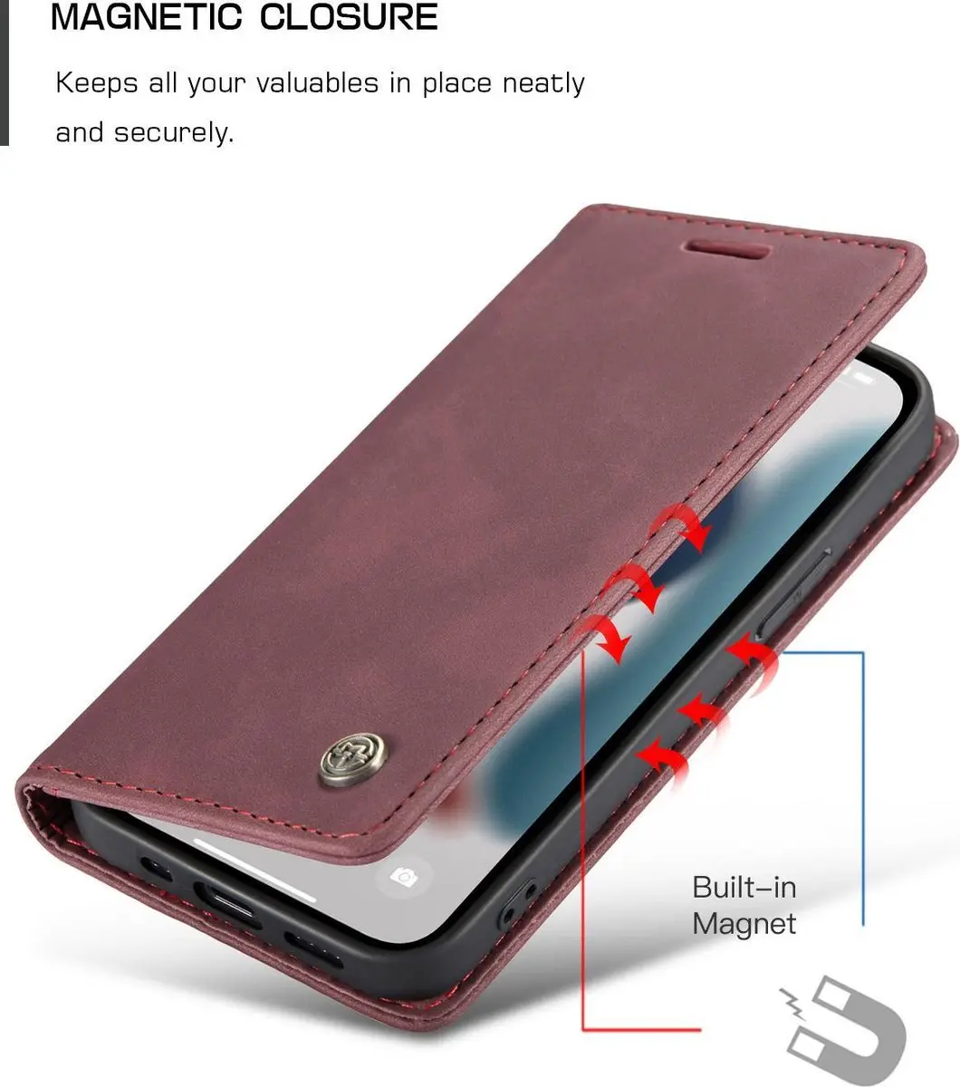 Caseme Retro Bookcase iPhone 13 Pro Max Hoesje 7528 - Paars