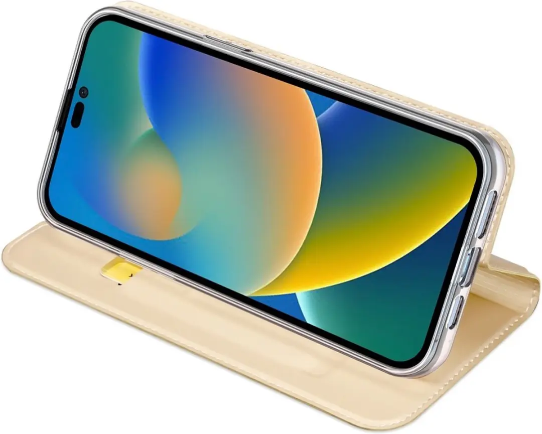 Dux Ducis Slim Bookcase Hoes iPhone 14 Pro Max - Goud