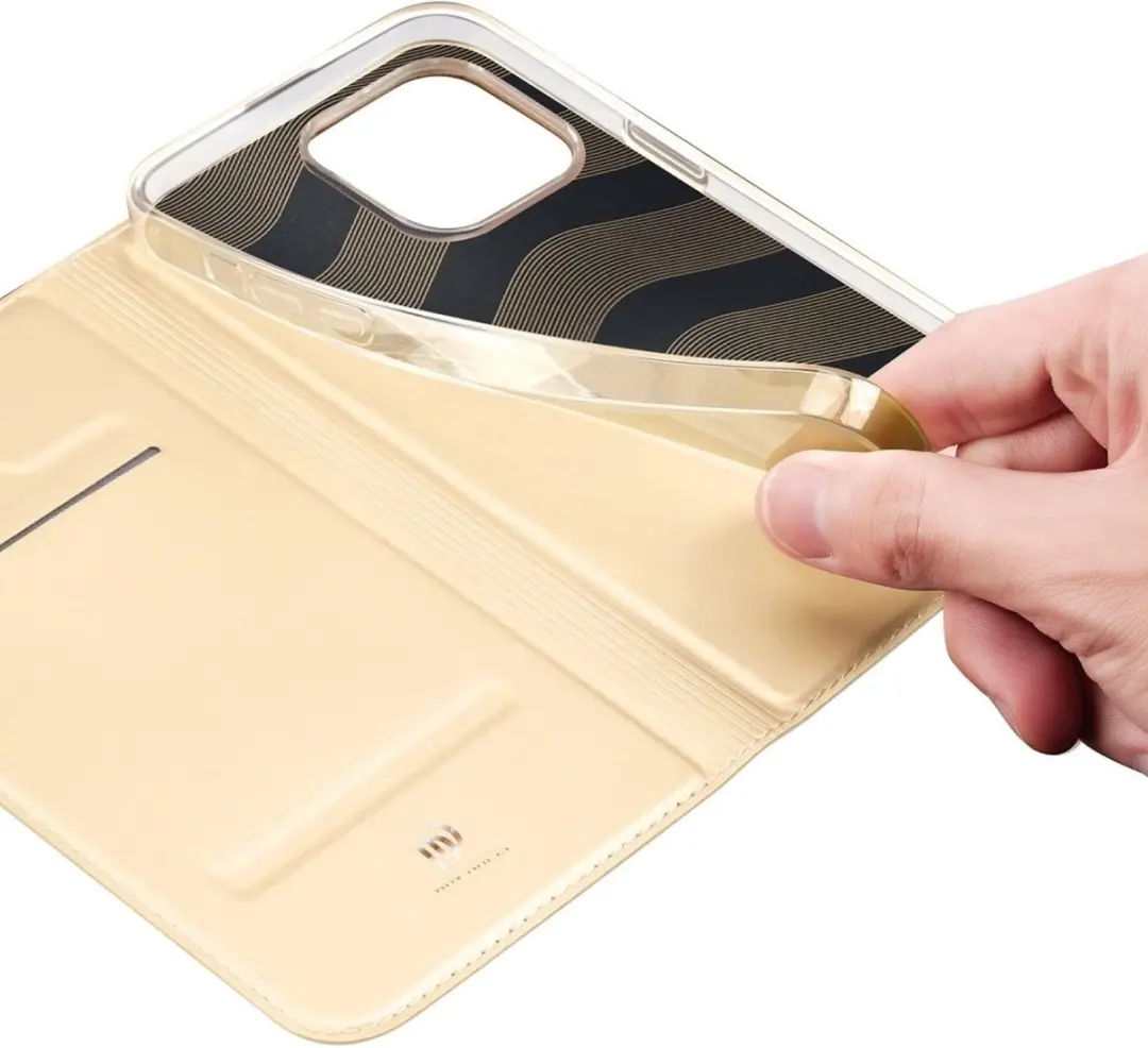 Dux Ducis Slim Bookcase Hoes iPhone 14 Pro Max - Goud