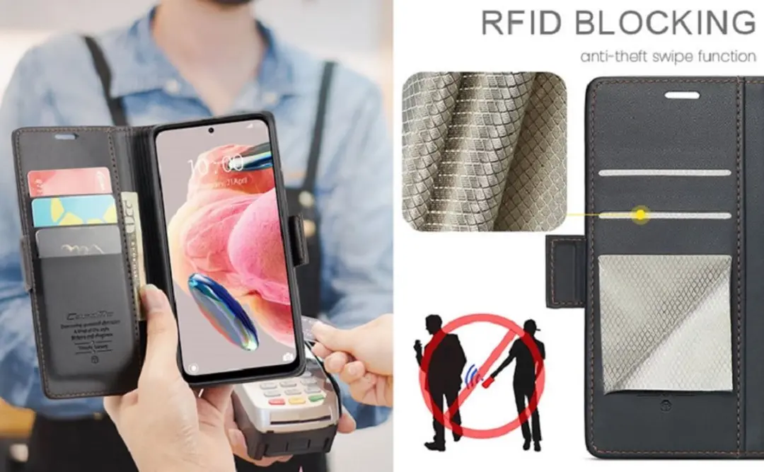 Caseme Wallet Case Xiaomi 13 - RFID & Magneetsluiting - 3 Pasjes - Zwart