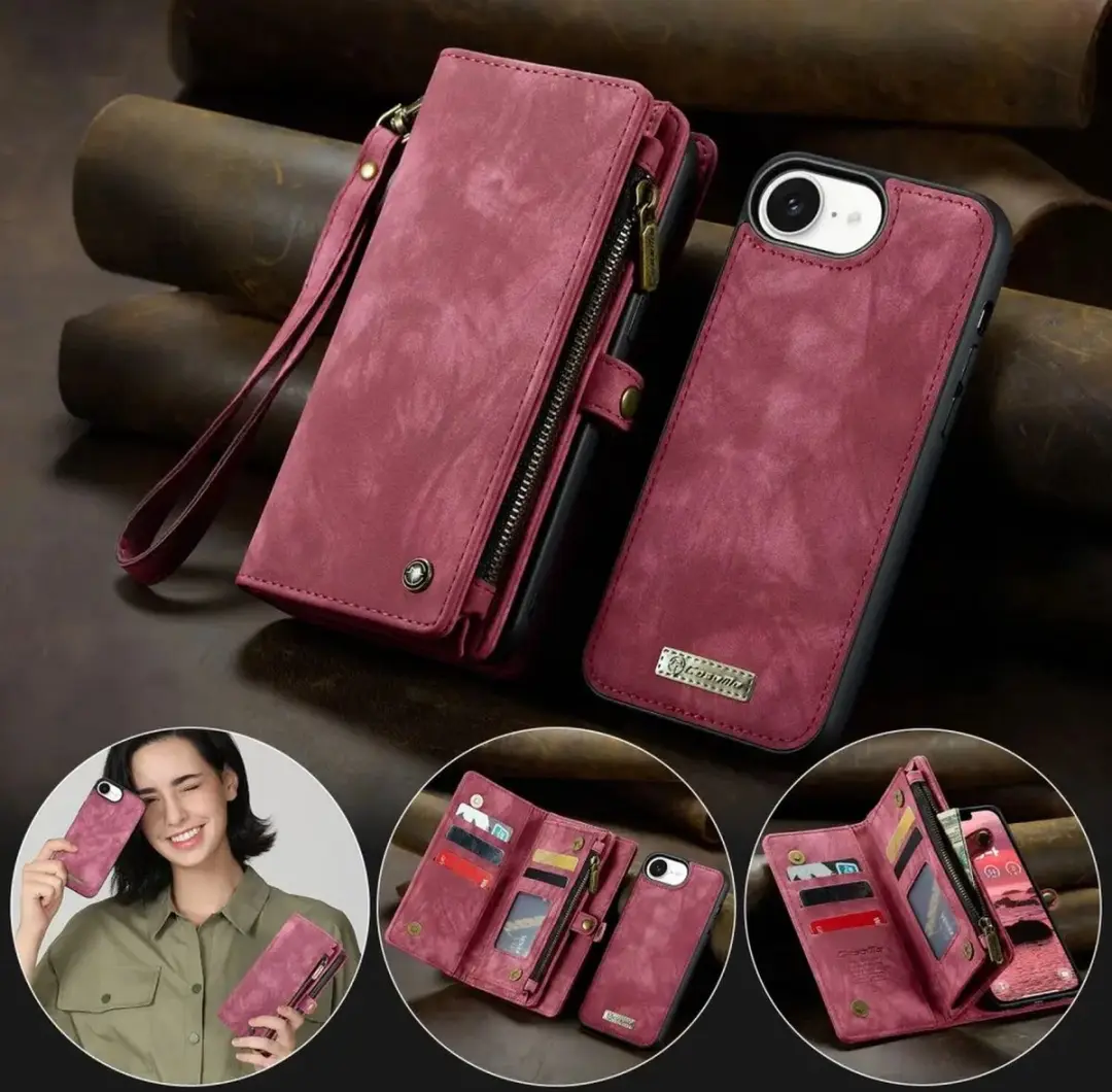 Caseme 008 iPhone 16/17 Book Case & Portemonnee - Rood - afbeelding 6 van 6
