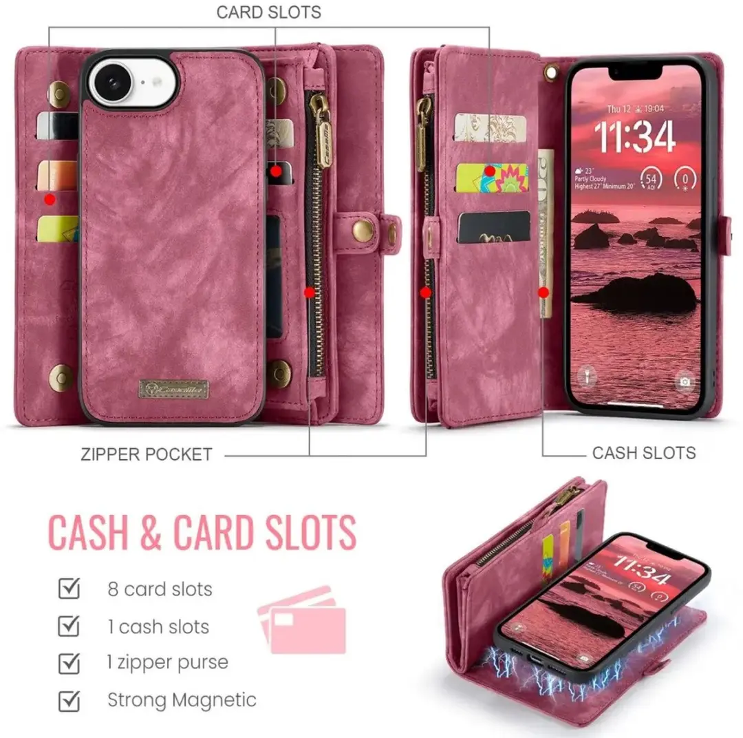 Caseme 008 iPhone 16/17 Book Case & Portemonnee - Rood