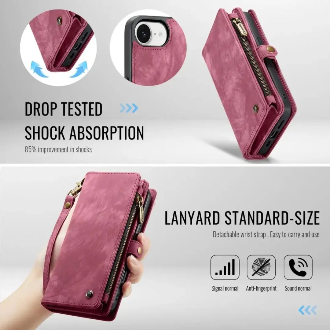 Caseme 008 iPhone 16/17 Book Case & Portemonnee - Rood