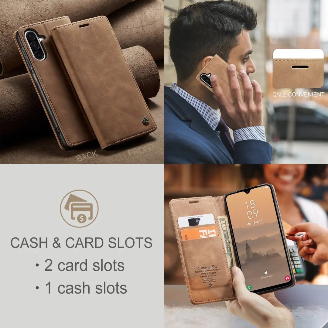Caseme 013 Book Case Hoesje Samsung Galaxy A57 - Bruin