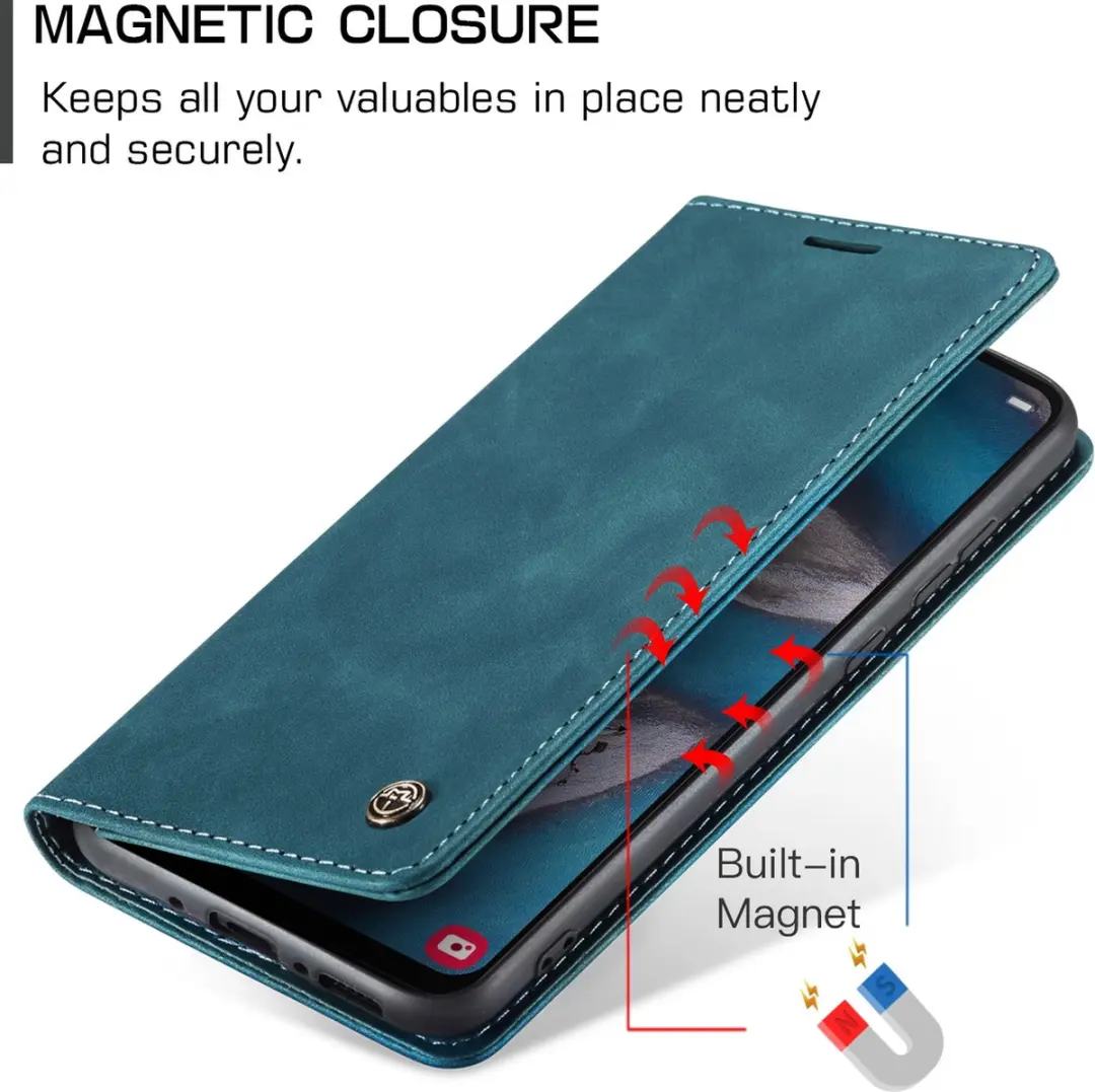 Caseme Retro Backcase Hoesje 10433 - Samsung Galaxy A34 - 2 Pasjes - Blauw
