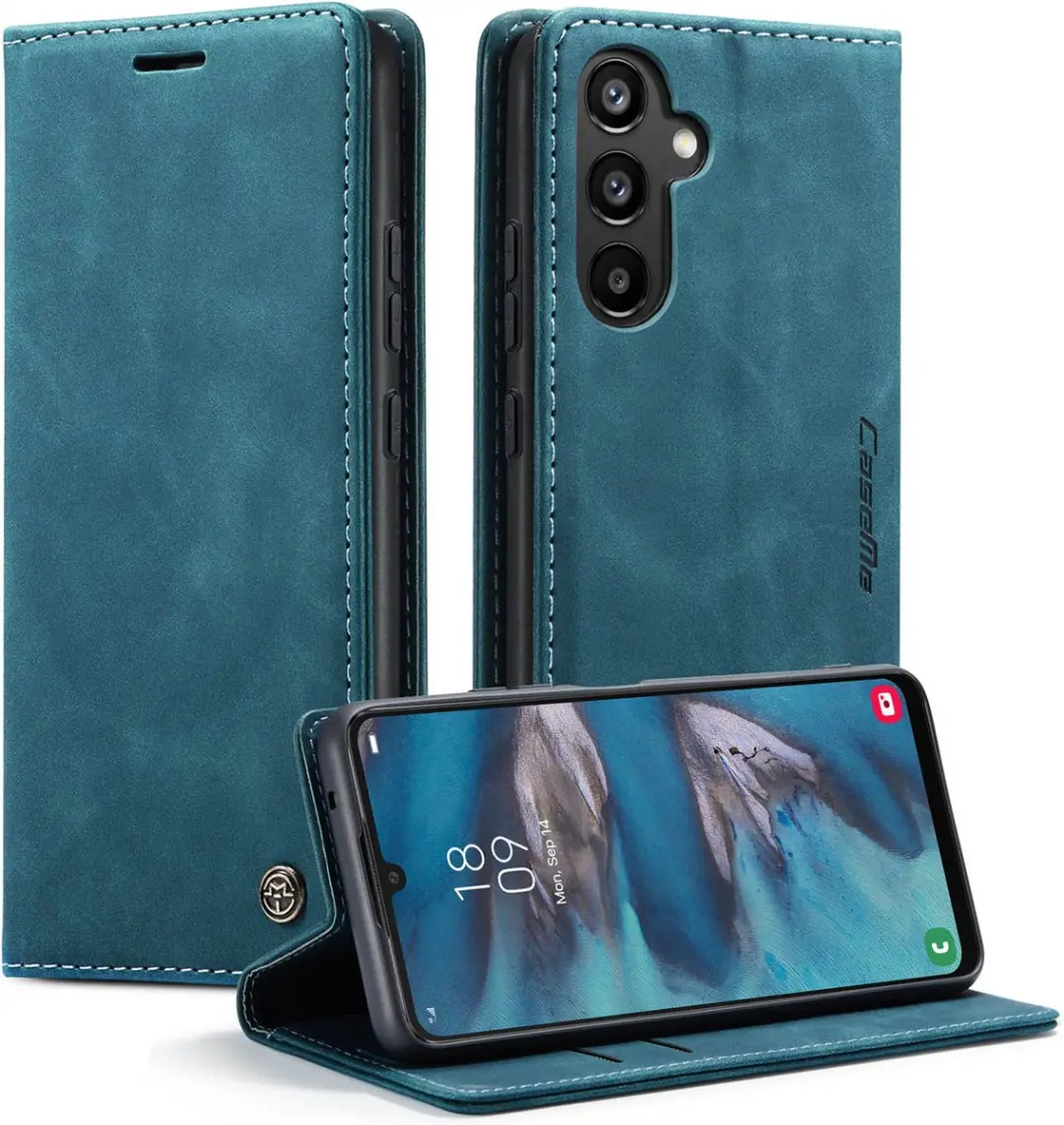 Caseme Retro Backcase Hoesje 10433 - Samsung Galaxy A34 - 2 Pasjes - Blauw