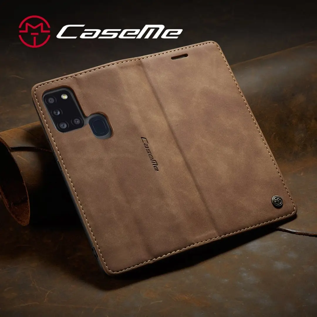 Caseme Book Case Samsung Galaxy A21s - 2 Pasjes - Bruin