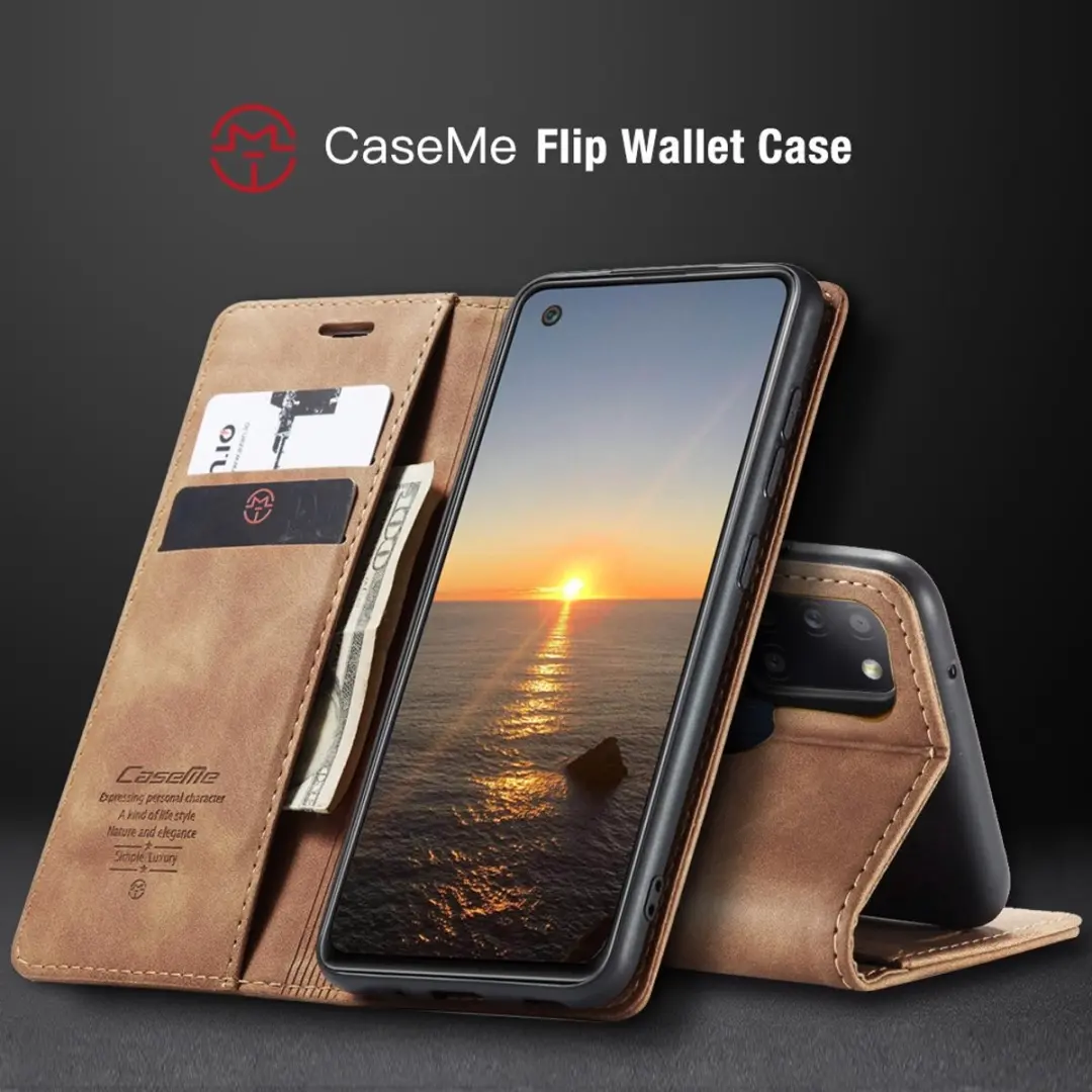 Caseme Book Case Samsung Galaxy A21s - 2 Pasjes - Bruin