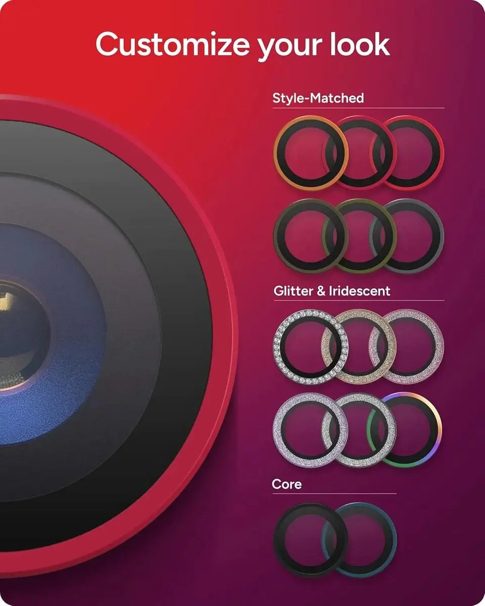 ZAGG Glass Elite Camera Rings iPhone 16/16 Plus/17 - Roze