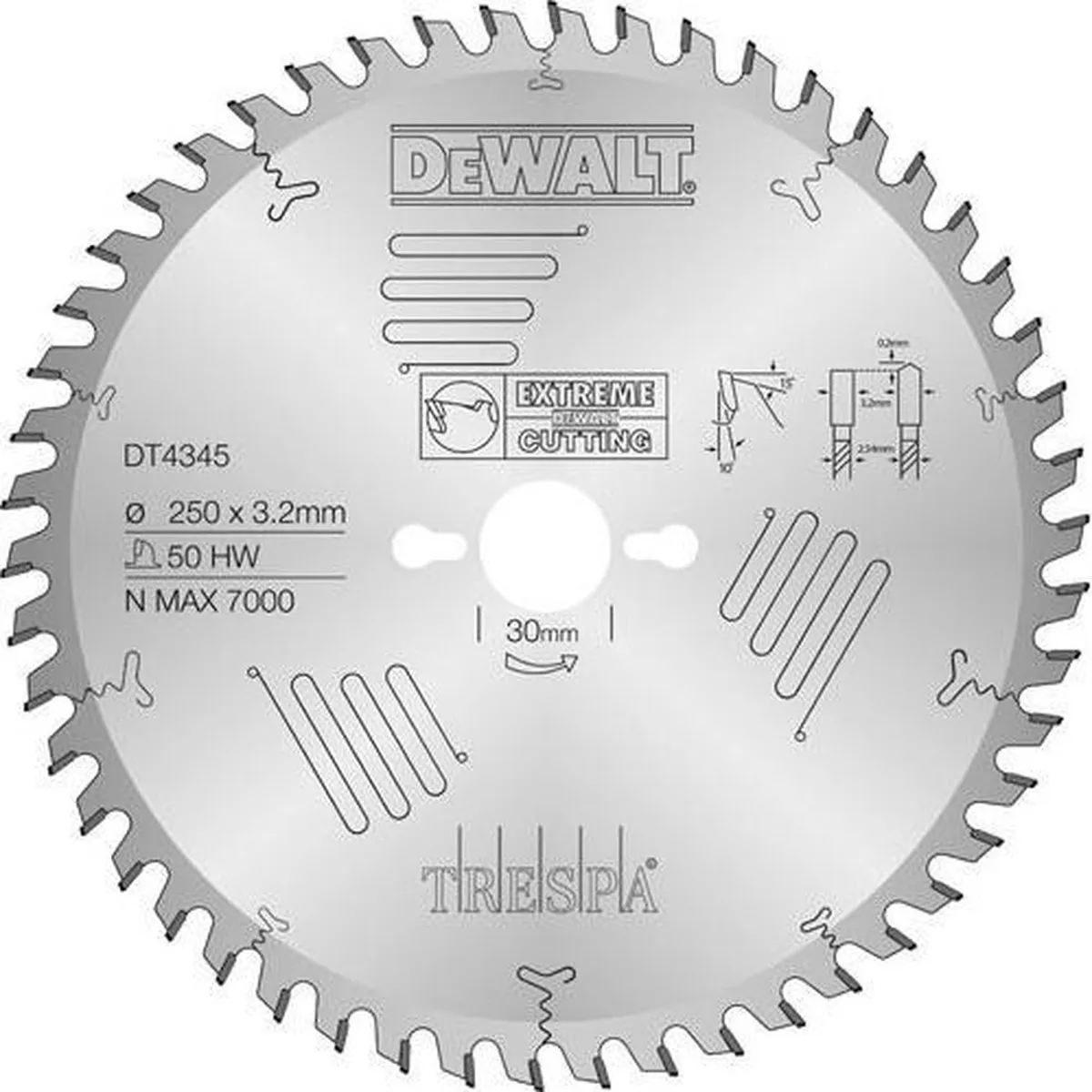 DeWALT DT4345 Cirkelzaagblad HPL Extreme 250mm 50T