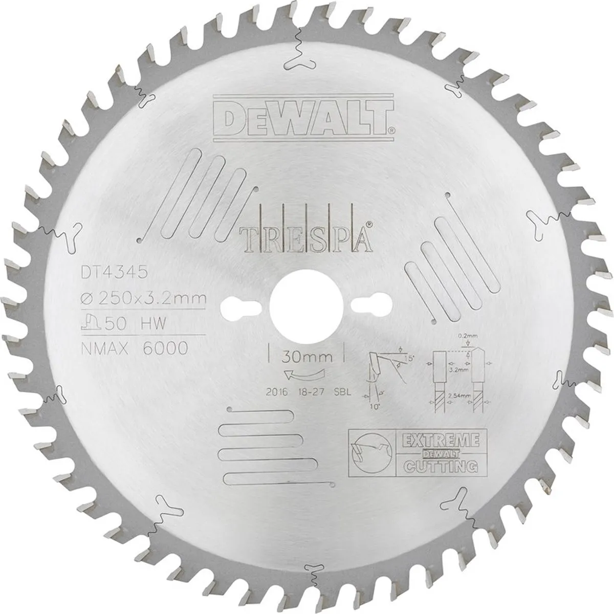 DeWALT DT4345 Cirkelzaagblad HPL Extreme 250mm 50T