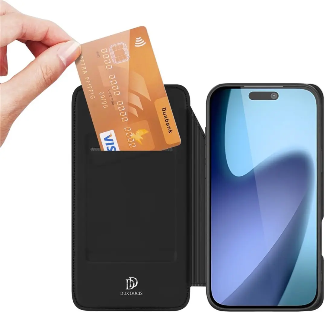 Dux Ducis iPhone 17 Air Hoesje - Slim Bookcase - Zwart - afbeelding 6 van 6