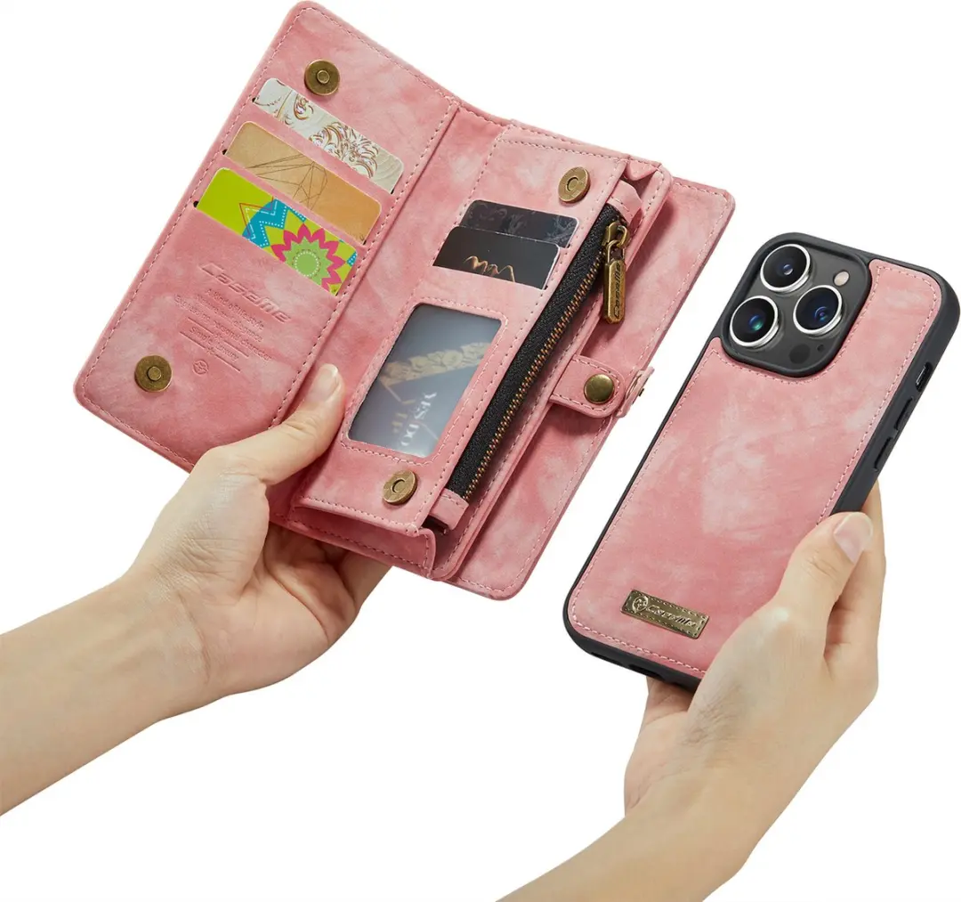 Caseme iPhone 14 Pro Max Hoesje Roze - 8 Pasjes