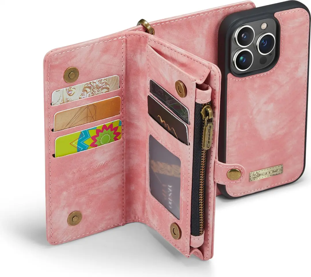 Caseme iPhone 14 Pro Max Hoesje Roze - 8 Pasjes