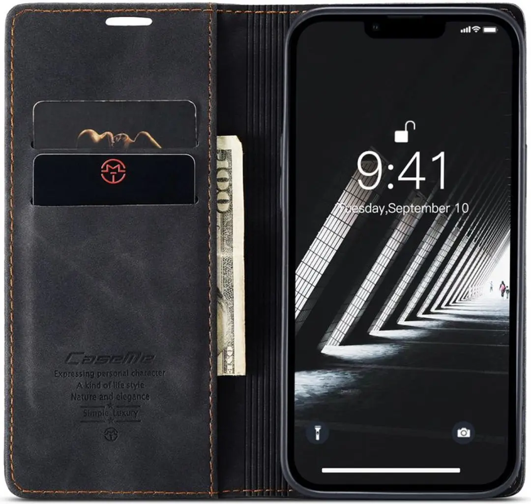 Caseme Retro Wallet Case CSM-37182 - iPhone 14 Plus - 2 Pasjes - Zwart