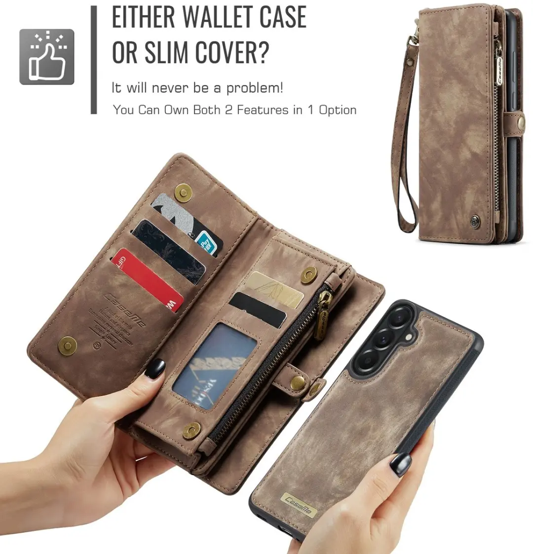 Caseme 008 Hoesje Samsung Galaxy A57 - 2-in-1 Book Case - 8 Pasjes - Bruin