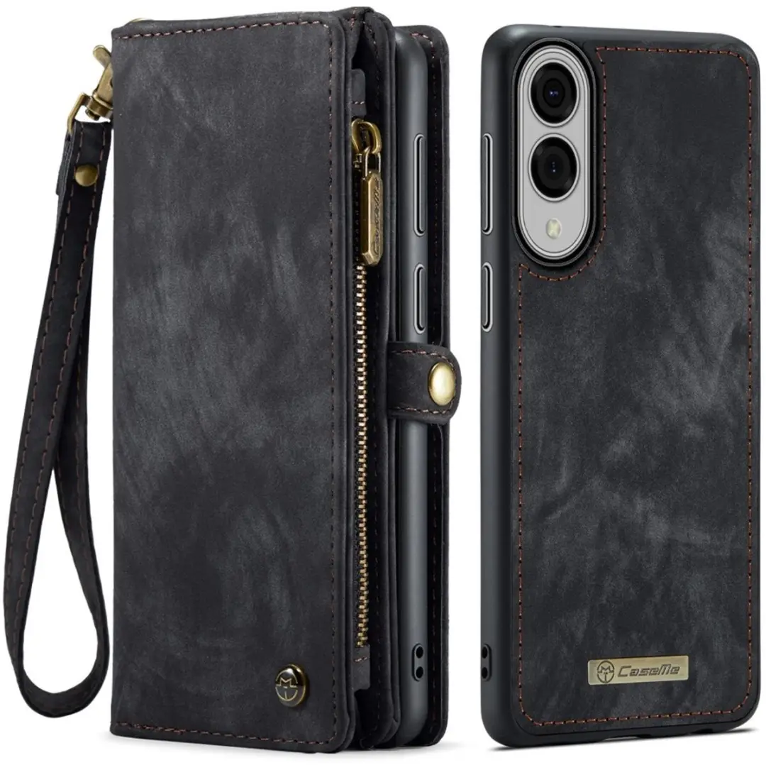 Caseme Galaxy S25 Edge Hoes - Vintage 2-in-1 Portemonnee 8 Stuks - Zwart