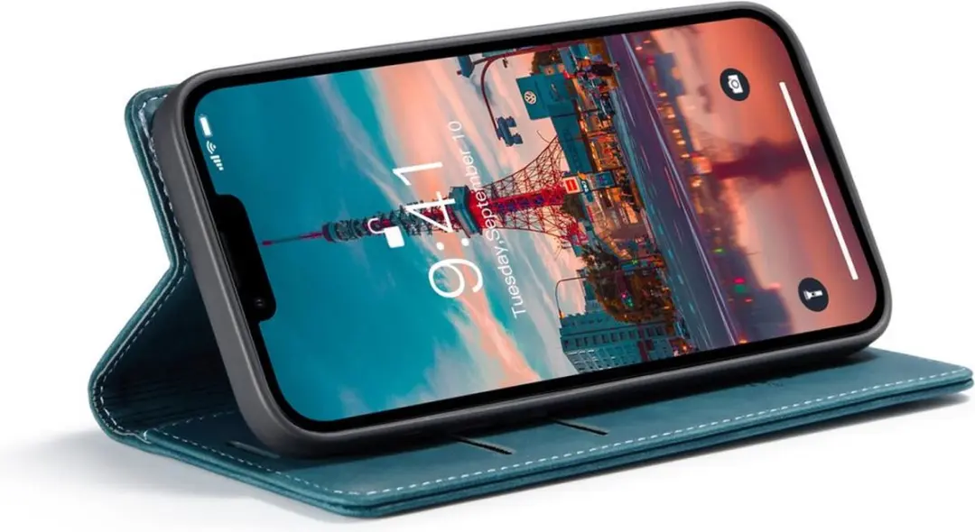 Caseme Bookcase iPhone 15 Plus - Blauw - 2 Pasjes