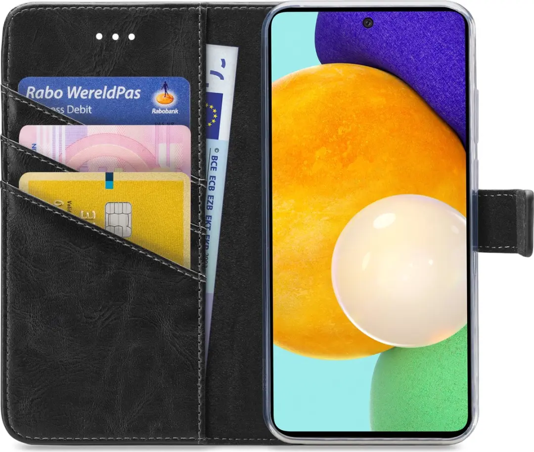 My Style MSFWLT1241 Telefoonhoesje Samsung Galaxy A52 - 3 Pasjeshouder Zwart