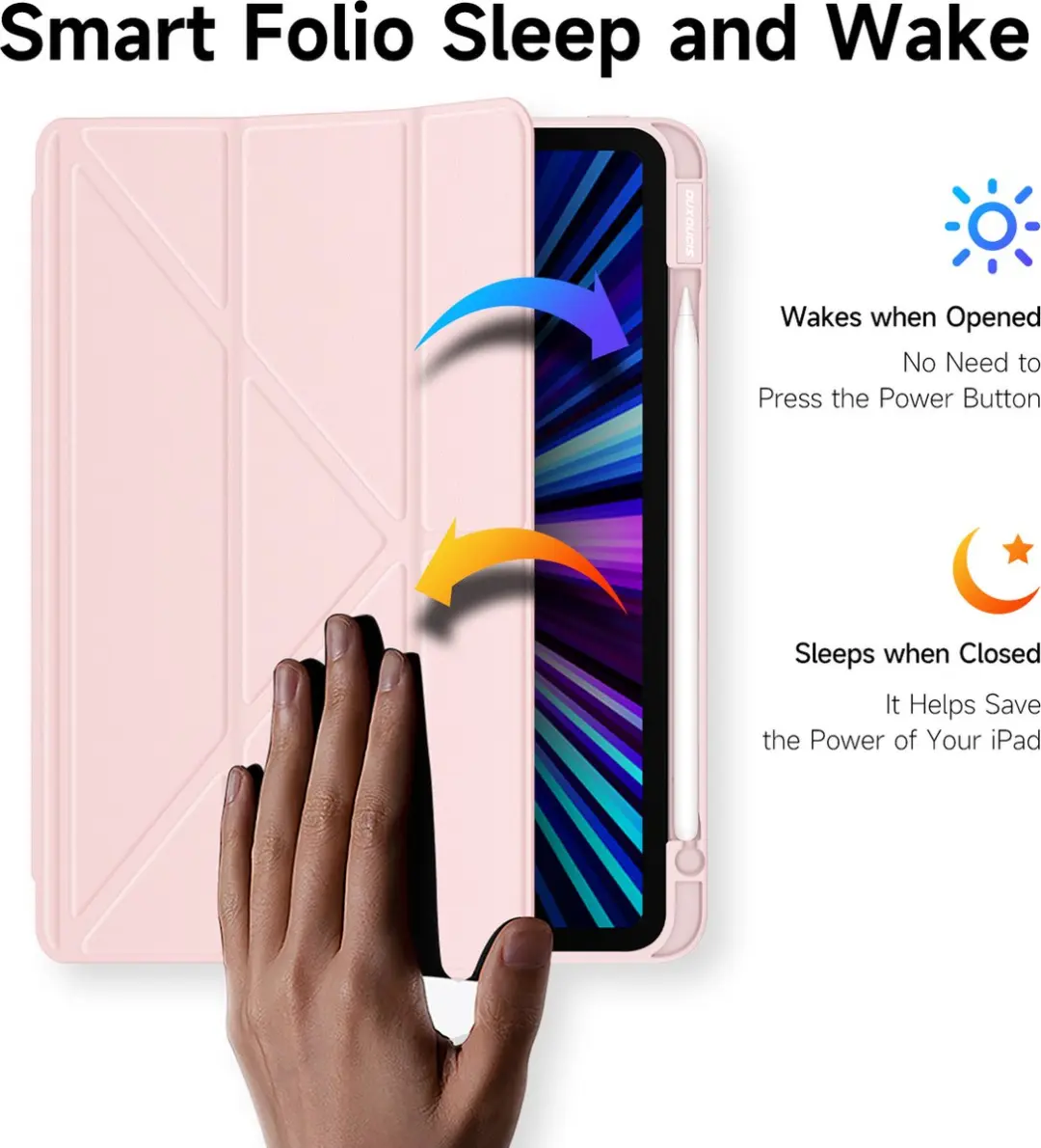 Dux Ducis Hoes iPad Pro 11 Magneet Roze - Auto Sleep/Wake - afbeelding 6 van 6