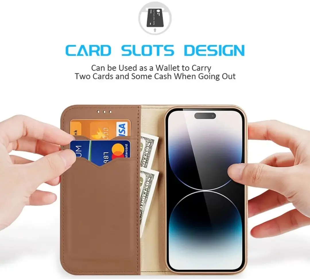 Dux Ducis Hivo Series Case iPhone 15 Pro - 3 Pasjes - Bruin