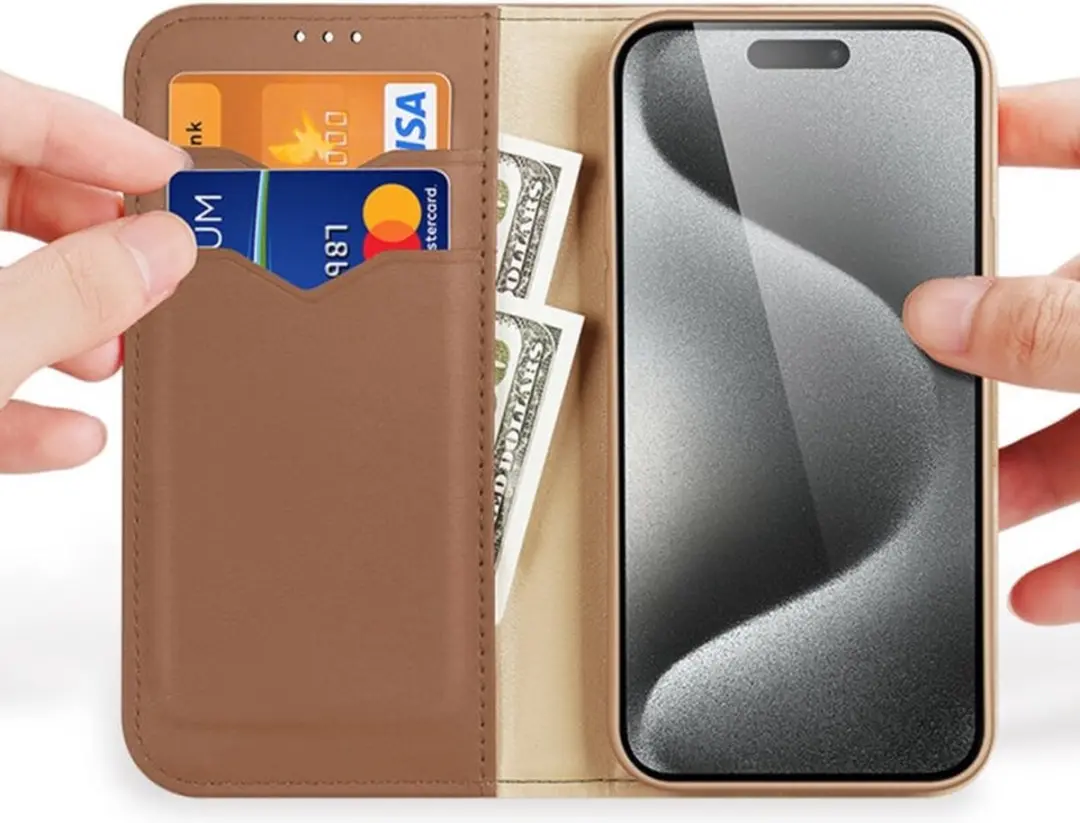 Dux Ducis Hivo Series Case iPhone 15 Pro - 3 Pasjes - Bruin