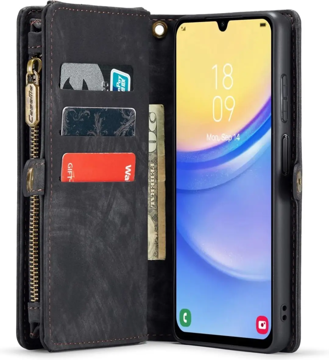 Caseme 008 Book Case & Back Cover Samsung Galaxy A15 - 8 Pasjes - Zwart