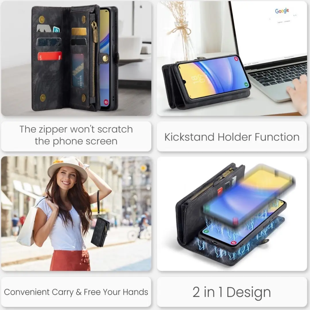 Caseme 008 Book Case & Back Cover Samsung Galaxy A15 - 8 Pasjes - Zwart