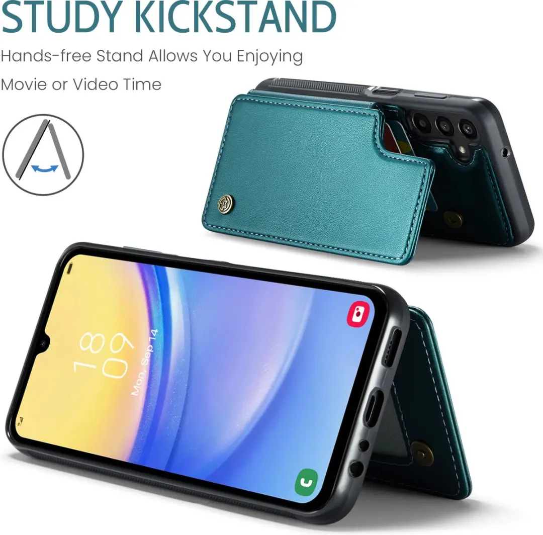 Caseme Portemonnee Backcover Galaxy A15 - Anti-RFID Groen