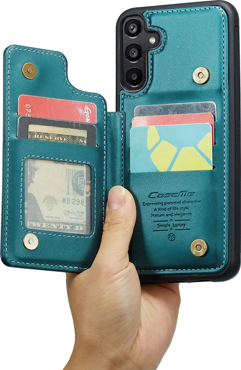 Caseme Portemonnee Backcover Galaxy A15 - Anti-RFID Groen