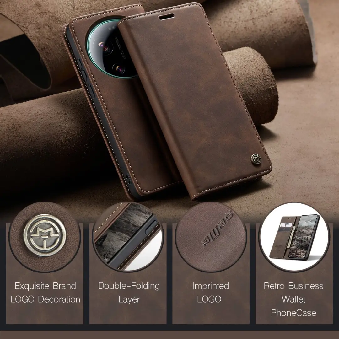 Caseme Hoesje Xiaomi 17 Ultra Book Case - Donkerbruin - afbeelding 6 van 6