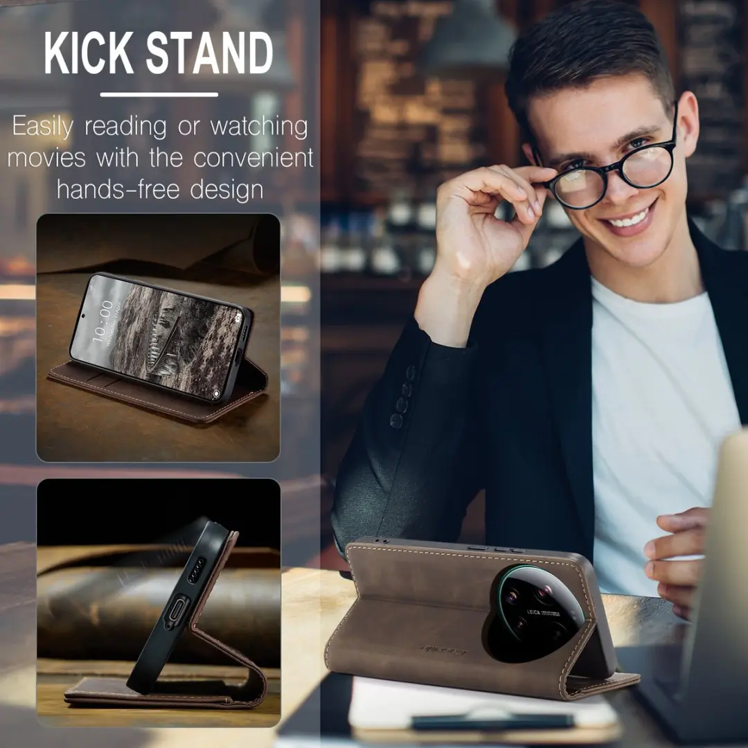 Caseme Hoesje Xiaomi 17 Ultra Book Case - Donkerbruin