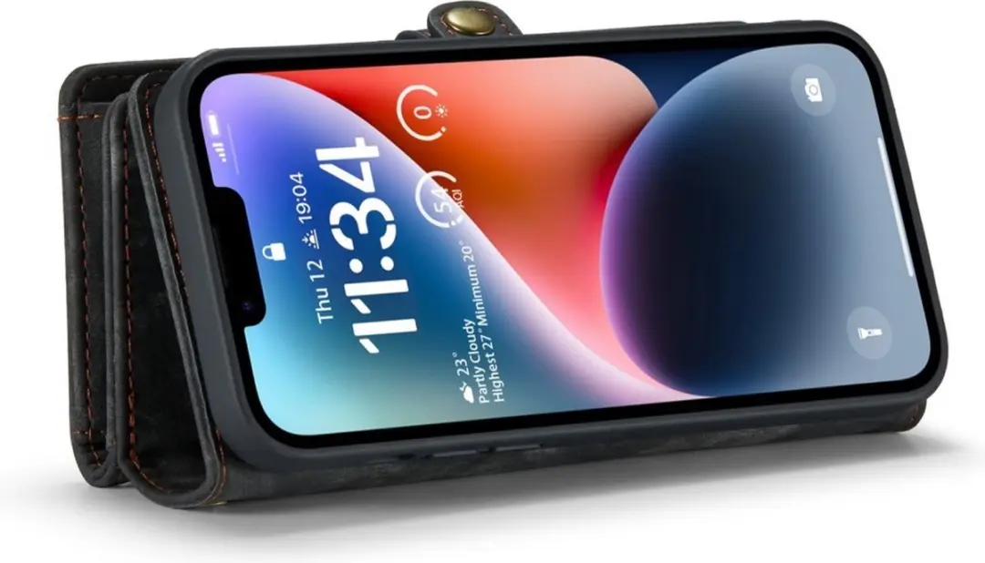 Caseme 008 iPhone 13 Hoesje - 2-in-1 Book Case & Portemonnee - Zwart - afbeelding 6 van 6
